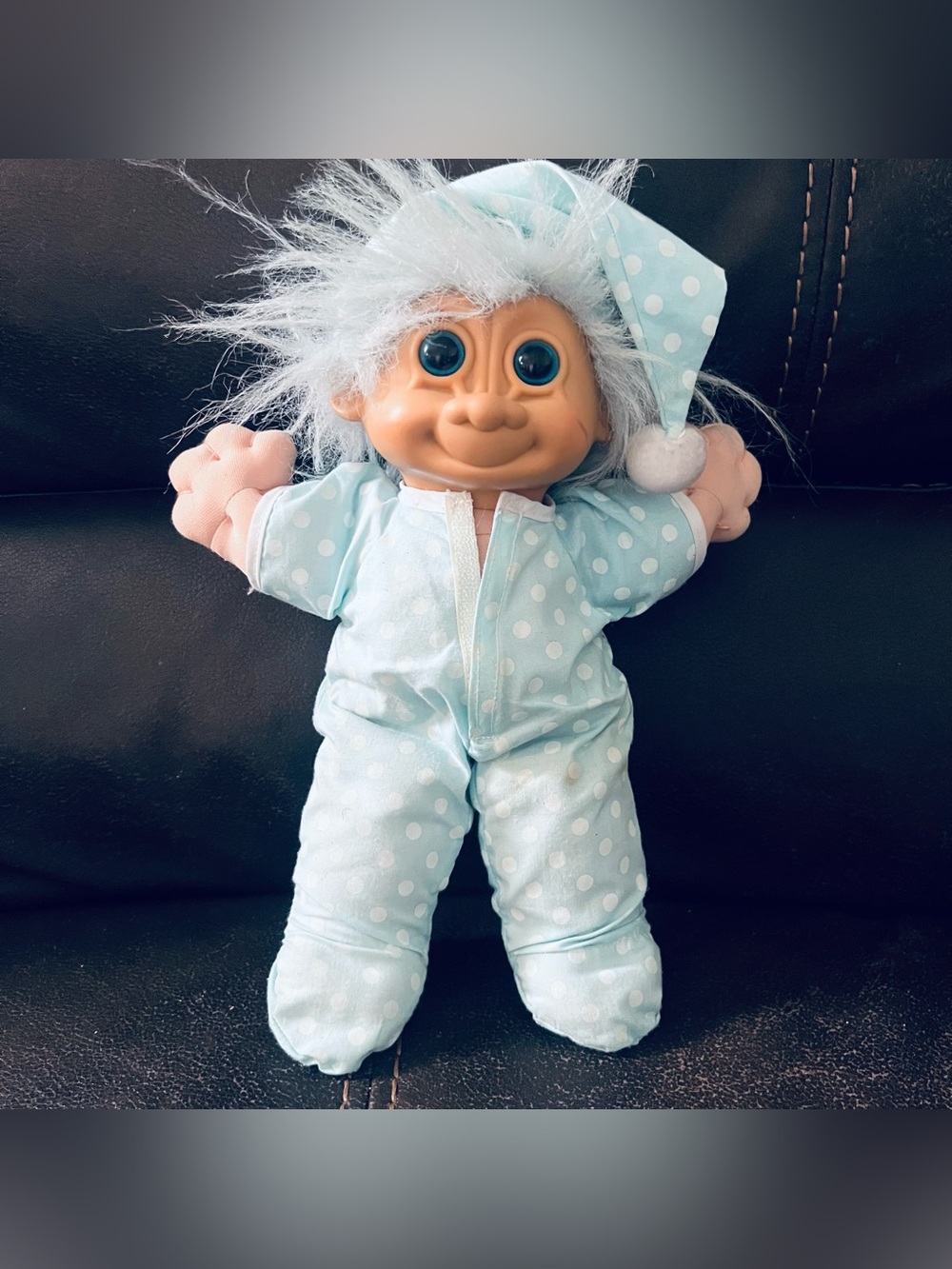 Blue Polka Dot Sleepy Troll Plush in Nightweart